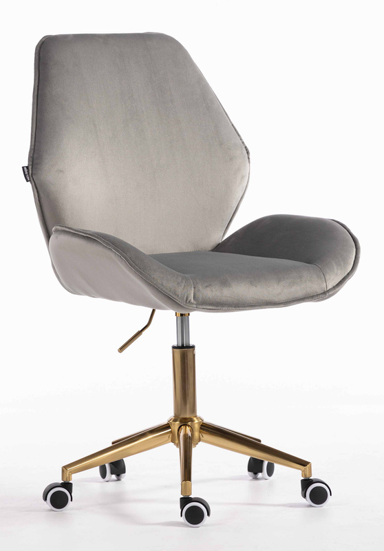 FOTEL HR350K STALOWY WELUR ZŁOTA PODSTAWA