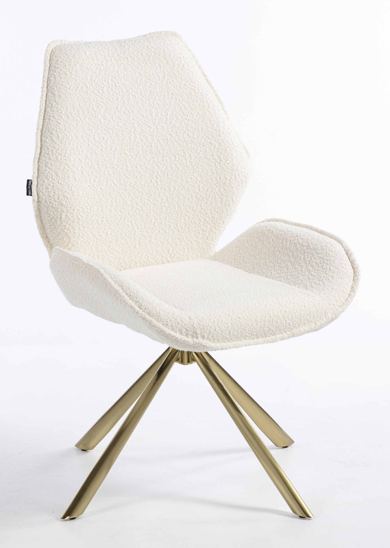 FOTEL HR350 PAJĄK KREMOWY BARANEK ZŁOTA PODSTAWA