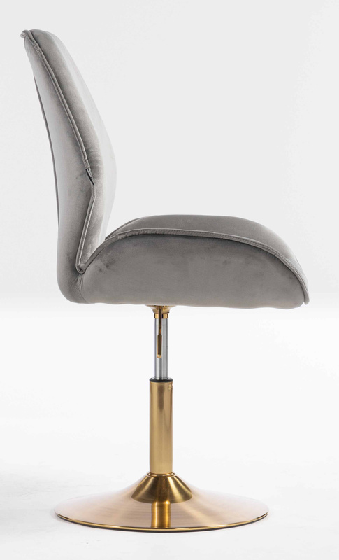 FOTEL HR350N STALOWY WELUR ZŁOTA PODSTAWA