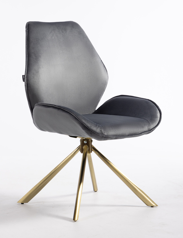 FOTEL HR350 PAJĄK GRAFITOWY WELUR ZŁOTA PODSTAWA