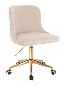 FOTEL HR940K KREMOWY WELUR ZŁOTA PODSTAWA
