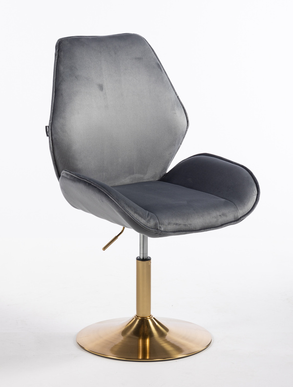 FOTEL HR350N GRAFITOWY WELUR ZŁOTA PODSTAWA