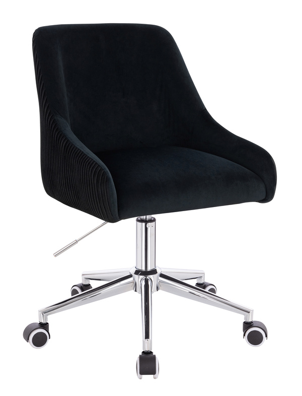 FOTEL HR920K CZARNY WELUR CHROMOWANA PODSTAWA