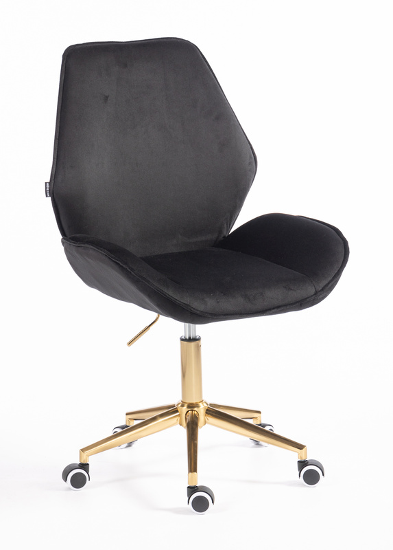 FOTEL HR350K CZARNY WELUR ZŁOTA PODSTAWA