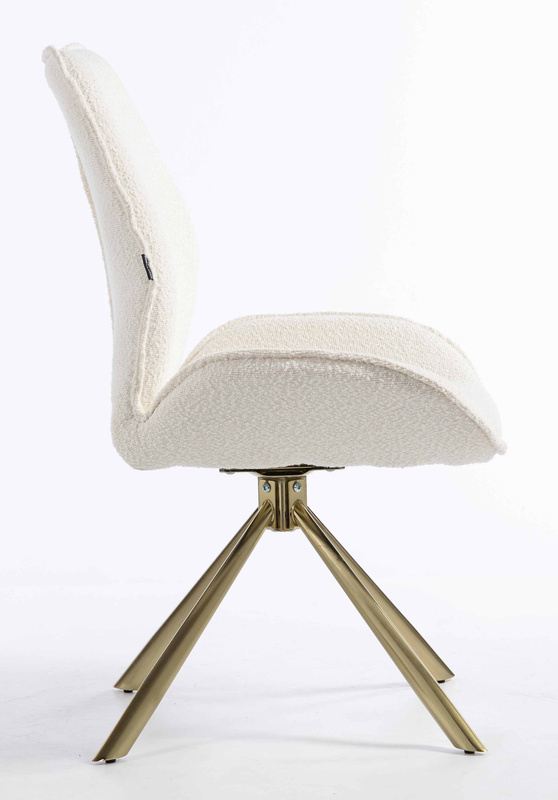 FOTEL HR350 PAJĄK KREMOWY BARANEK ZŁOTA PODSTAWA