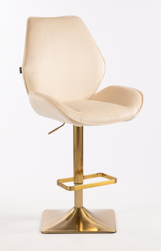FOTEL HR350KW KREMOWY WELUR ZŁOTA PODSTAWA