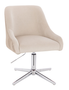 FOTEL HR920CROSS KREMOWY WELUR CHROMOWANA PODSTAWA