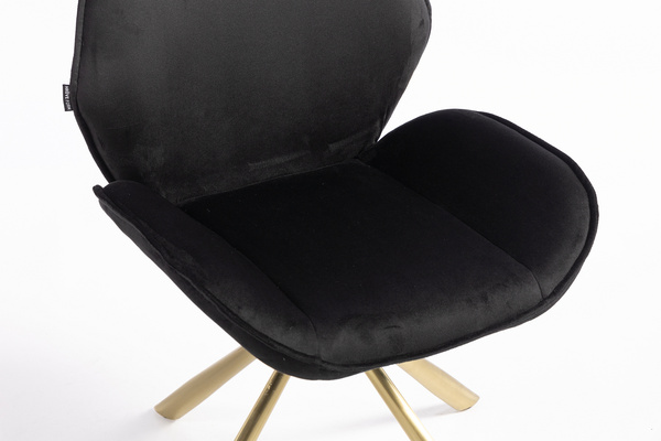 FOTEL HR350 PAJĄK CZARNY WELUR ZŁOTA PODSTAWA