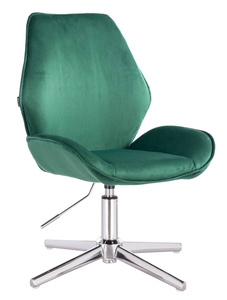 FOTEL HR350CROSS BUTELKOWA ZIELEŃ WELUR CHROMOWANA PODSTAWA