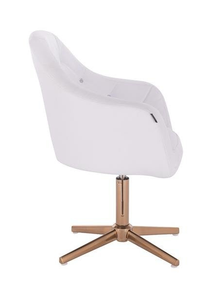 FOTEL HR830 BIAŁA SKÓRA CROSS ZŁOTY