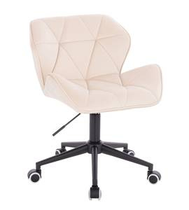 FOTEL HR111K KREMOWY WELUR CZARNA PODSTAWA