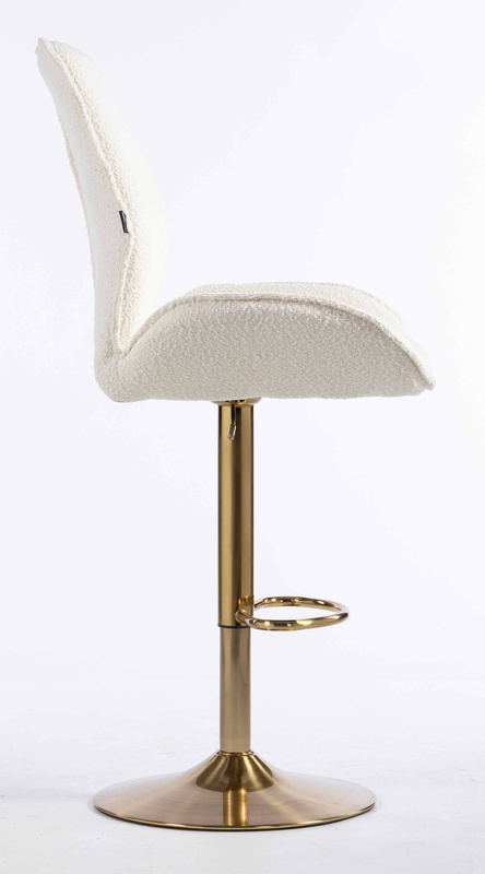 FOTEL HR350W KREMOWY BARANEK ZŁOTA PODSTAWA