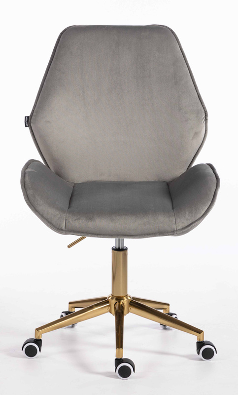 FOTEL HR350K STALOWY WELUR ZŁOTA PODSTAWA