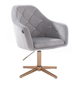 FOTEL HR830CROSS STALOWY WELUR ZŁOTA PODSTAWA