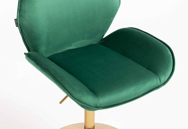 FOTEL HR350N BUTELKOWA ZIELEŃ WELUR ZŁOTA PODSTAWA