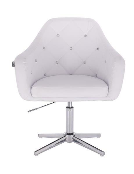 FOTEL HR830 BIAŁA SKÓRA CROSS CHROM