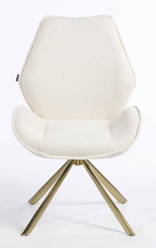 FOTEL HR350 PAJĄK KREMOWY BARANEK ZŁOTA PODSTAWA