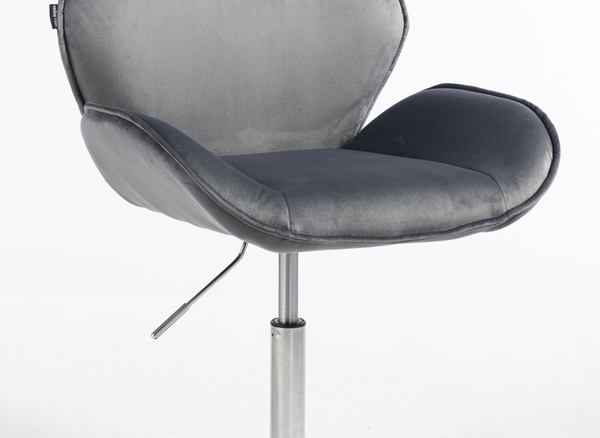 FOTEL HR350N GRAFITOWY WELUR CHROMOWANA PODSTAWA