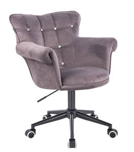 FOTEL HR804CK GRAFITOWY WELUR CZARNA PODSTAWA