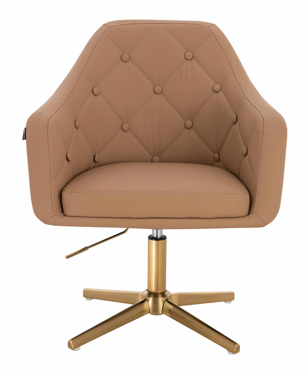 HOKER HR831CROSS KARMELOWY EKOSKÓRA PREMIUM SOFT ZŁOTA PODSTAWA