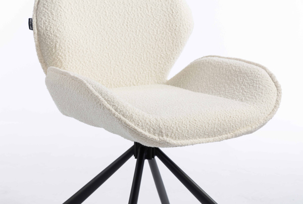 FOTEL HR350 PAJĄK KREMOWY BARANEK CZARNA PODSTAWA