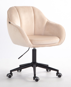 FOTEL HR2055K KREMOWY WELUR CZARNA PODSTAWA