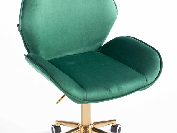 FOTEL HR350K BUTELKOWA ZIELEŃ WELUR ZŁOTA PODSTAWA