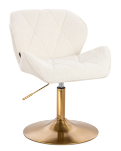 FOTEL HR111N KREMOWY BARANEK ZŁOTA PODSTAWA