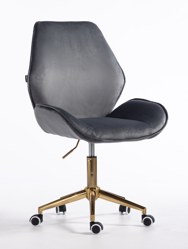 FOTEL HR350K GRAFITOWY WELUR ZŁOTA PODSTAWA