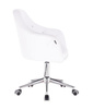 FOTEL HR830 BIAŁA SKÓRA CHROM KÓŁKA