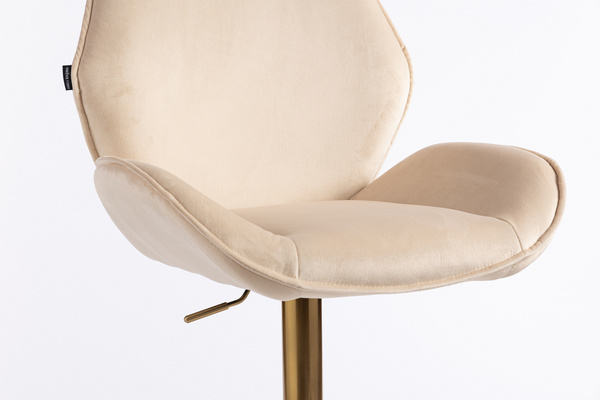 FOTEL HR350W KREMOWY WELUR ZŁOTA PODSTAWA