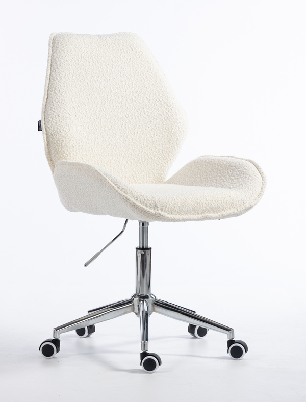 FOTEL HR350K KREMOWY BARANEK CHROMOWANA PODSTAWA