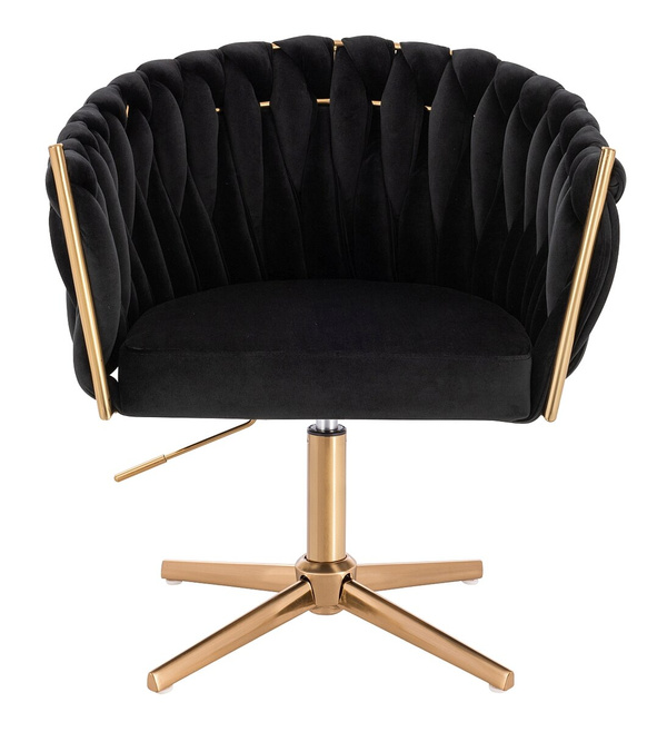 FOTEL HR750CROSS CZARNY WELUR ZŁOTA PODSTAWA