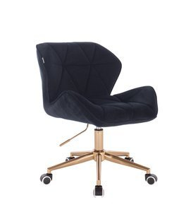 FOTEL HR111K CZARNY WELUR ZŁOTA PODSTAWA