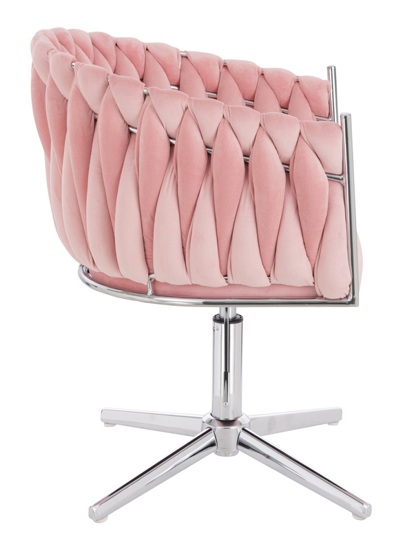 FOTEL HR750CROSS PUDROWY RÓŻ WELUR CHROMOWANA PODSTAWA