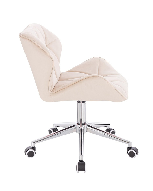 FOTEL HR111K KREMOWY WELUR CHROMOWANA PODSTAWA