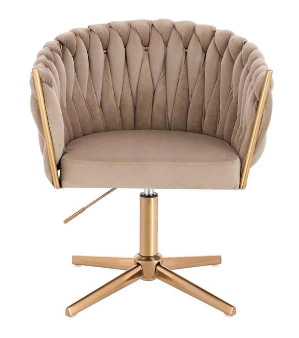 FOTEL HR750CROSS LATTE WELUR ZŁOTA PODSTAWA