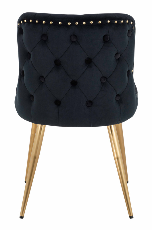 HR940 KRZESŁO ZŁOTE NOGI CZARNY WELUR
