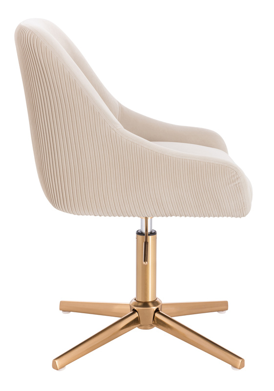 FOTEL HR920CROSS KREMOWY WELUR ZŁOTA PODSTAWA