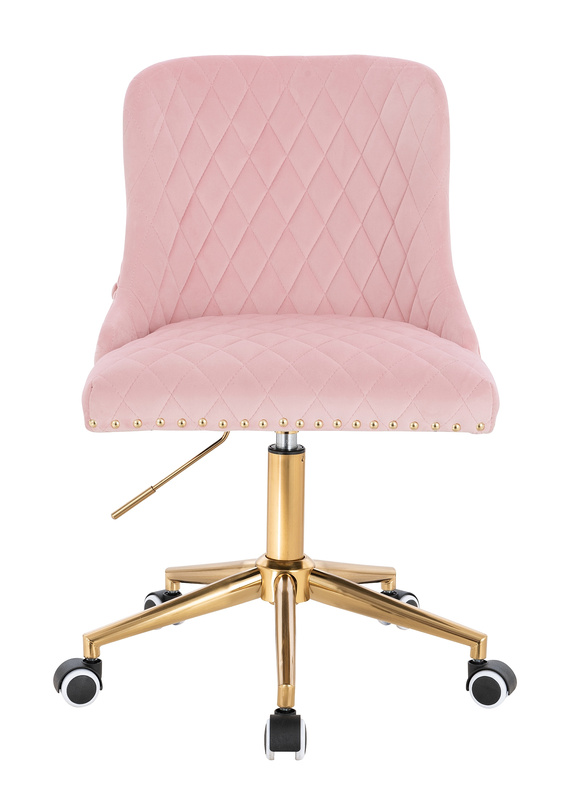 FOTEL HR940K PUDROWY RÓŻ WELUR ZŁOTA PODSTAWA