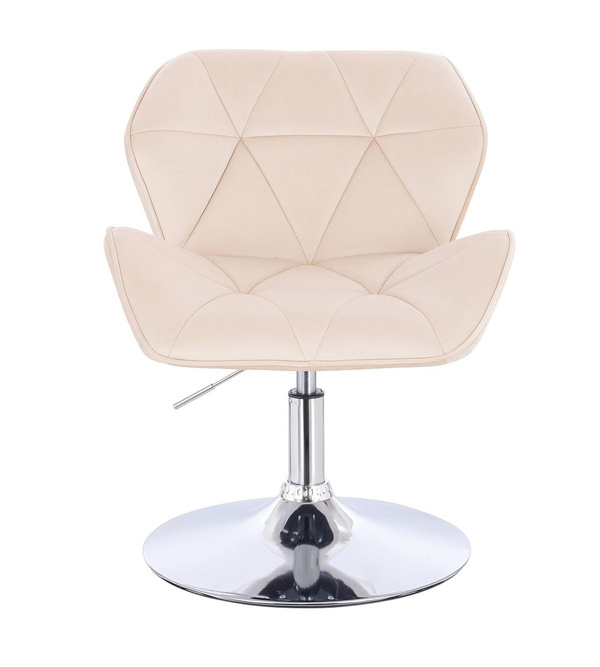 FOTEL HR111N KREMOWY WELUR CHROMOWANA PODSTAWA