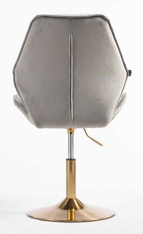 FOTEL HR350N STALOWY WELUR ZŁOTA PODSTAWA
