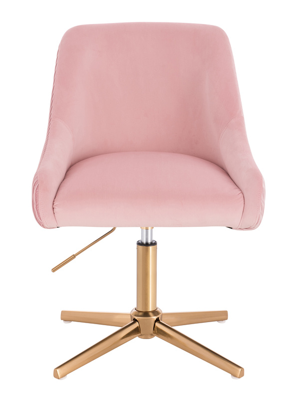 FOTEL HR920CROSS PUDROWY RÓŻ WELUR ZŁOTA PODSTAWA