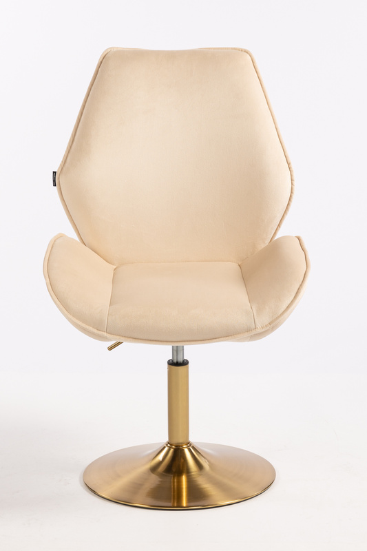 FOTEL HR350N KREMOWY WELUR ZŁOTA PODSTAWA