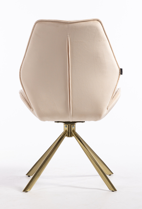 FOTEL HR350 PAJĄK KREMOWY WELUR ZŁOTA PODSTAWA