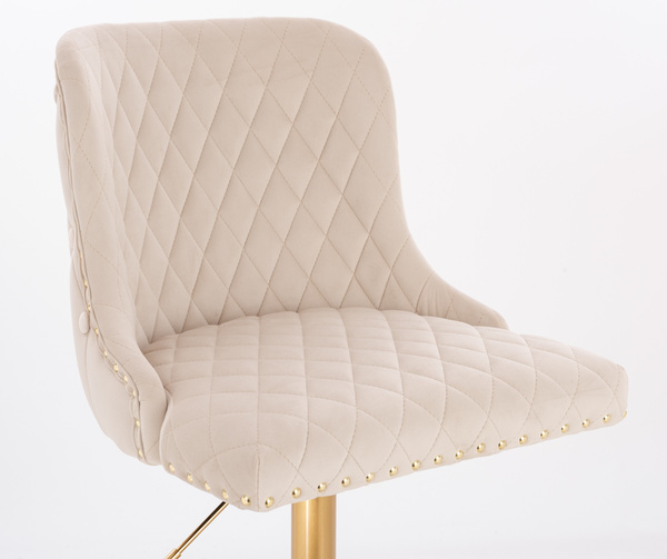 FOTEL HR940W KREMOWY WELUR ZŁOTA PODSTAWA