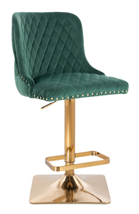 FOTEL HR940KW BUTELKOWA ZIELEŃ WELUR ZŁOTA PODSTAWA