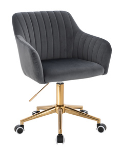 FOTEL HR190K GRAFITOWY WELUR ZŁOTA PODSTAWA