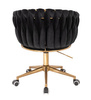 FOTEL HR750K CZARNY WELUR ZŁOTA PODSTAWA