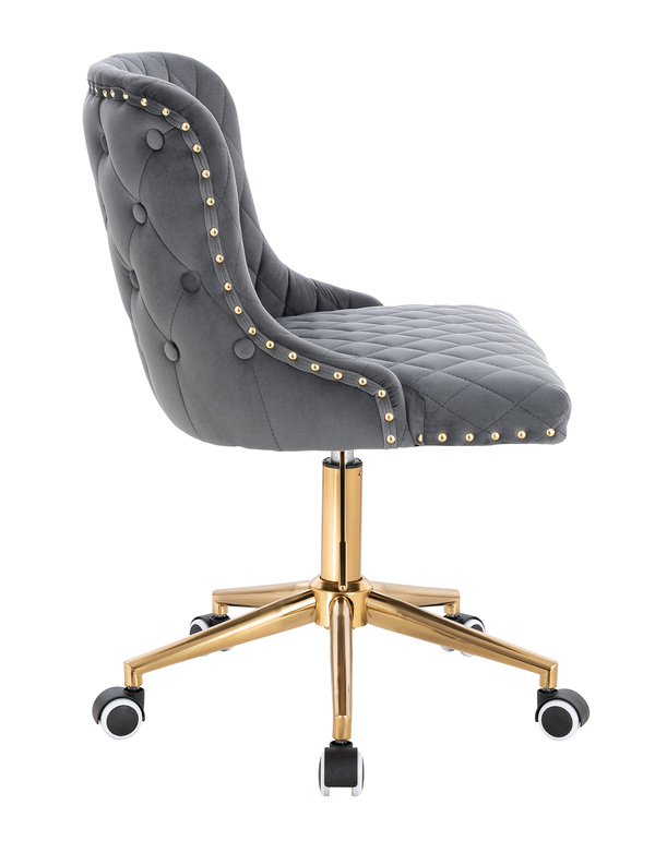 FOTEL HR940K GRAFITOWY WELUR ZŁOTA PODSTAWA